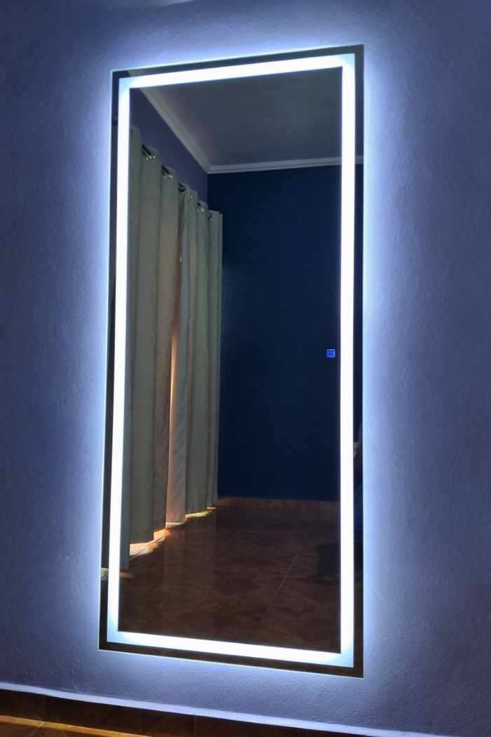 espelho led botao touch corpo inteiro retangular sala luz fria sorocaba