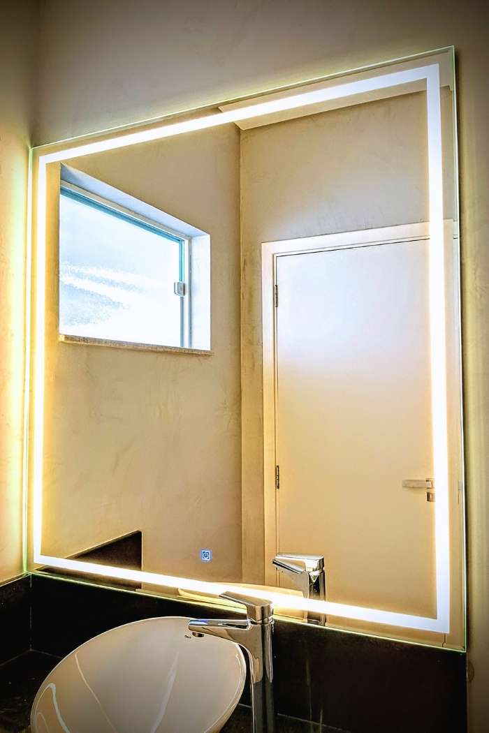 espelho led botao touch quadrado luz quente banheiro sorocaba