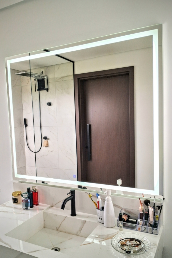 espelho led botao touch retangular banheiro luz fria sorocaba