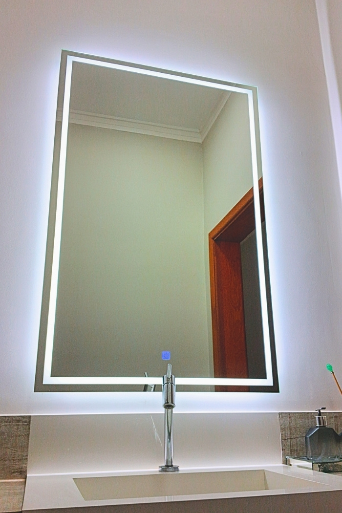 espelho led vertical banheiro moderno luz fria sorocaba